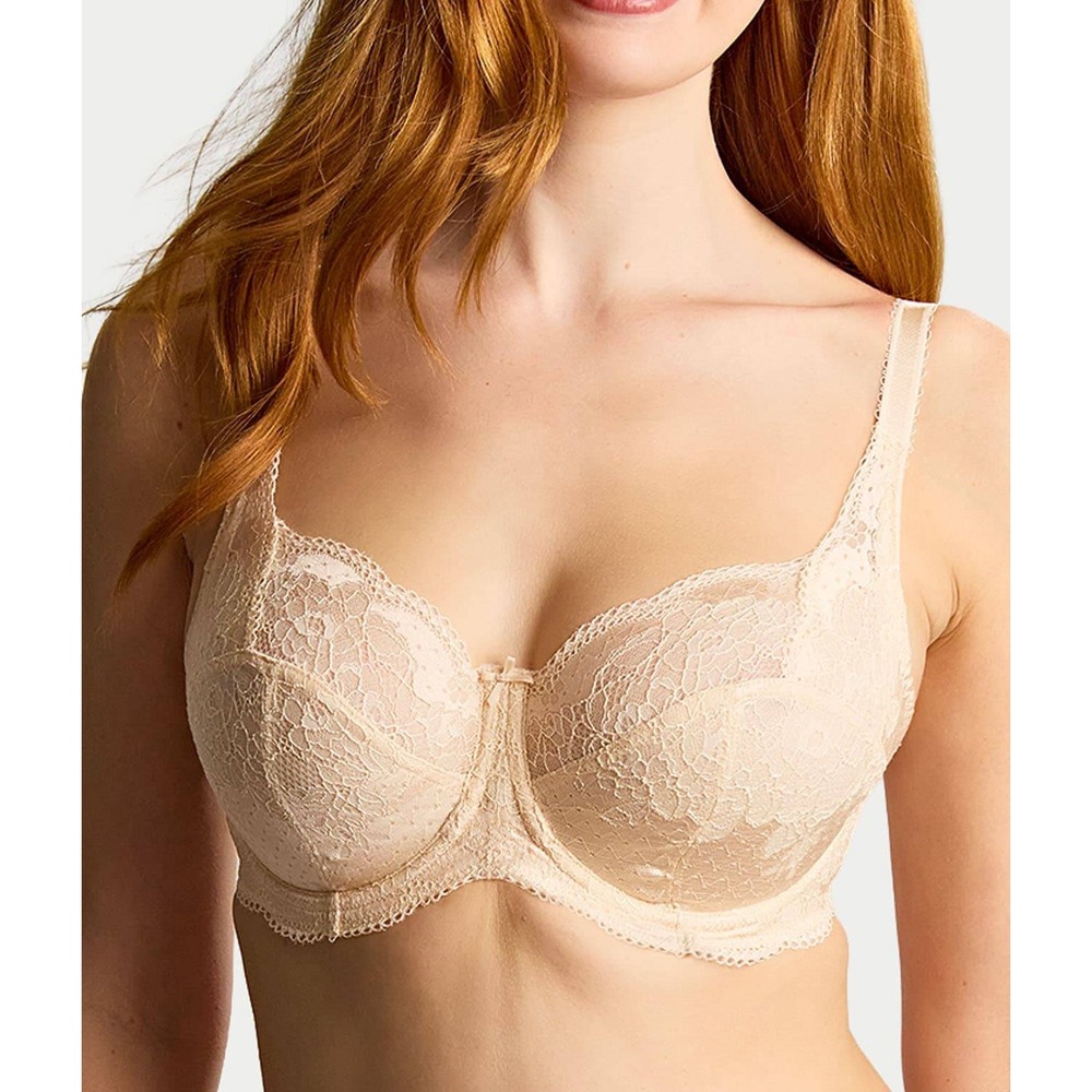 Panache Bra Womens 30FF Clara Full Cup Underwire Beige Nude Lace Neutral